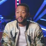 John Legend’s embellished bird print bomber jacket on The Voice