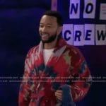 John Legend’s red tie dye wrap cardigan on The Voice