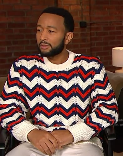 John Legend’s chevron stripe sweater on E! News