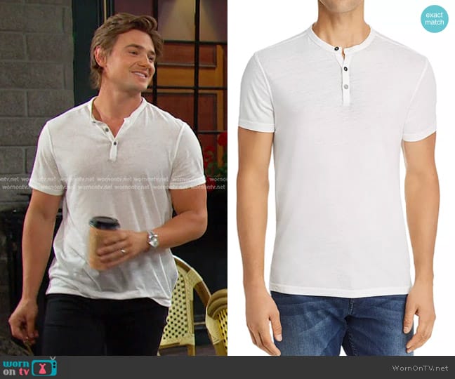 John Varvatos Jersey Henley in Salt worn by Johnny DiMera (Carson Boatman) on Days of our Lives