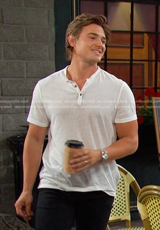 Johnny's white henley tee on Days of our Lives