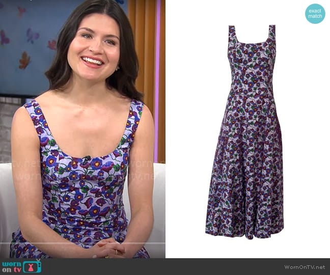 Jonathan Cohen Tank Dress in Purple Wild Poppy Cotton worn by Phillipa Soo on CBS Mornings