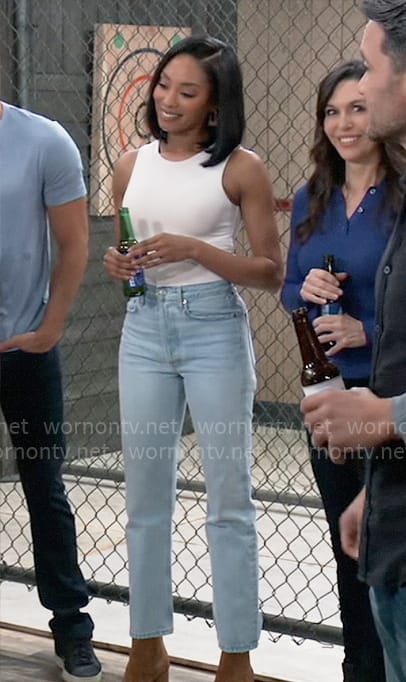 Jordan's white top and jeans on General Hospital