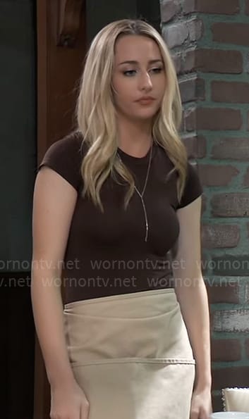 Josslyn's brown tee on General Hospital