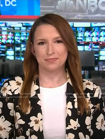 Julia Jester’s black floral blazer on NBC News Daily