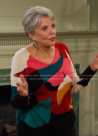 Julie's abstract print sweater on Days of our Lives