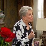 Julie's black and white floral duster jacket on Days of our Lives