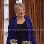 Julie’s blue printed cardigan and pants on Days of our Lives