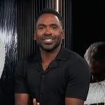 Justin’s black button down shirt on E! News