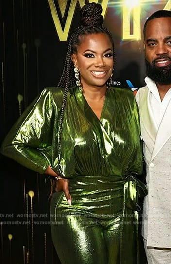 Kandi’s green metallic jumpsuit on Sherri