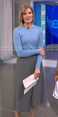 Kate's blue sweater and grey pleated skirt on NBC News Daily