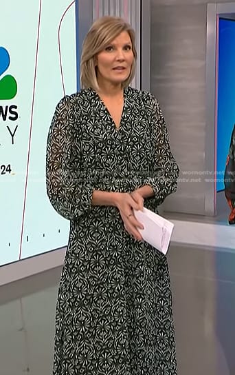 Kate’s green floral long sleeve dress on NBC News Daily