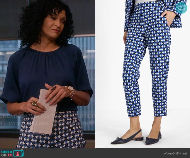 WornOnTV: Francy’s blue dot print pants on So Help Me Todd | Rosa ...