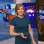 Kate Snow’s teal sheath dress on NBC News Daily