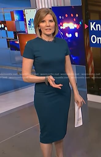 Kate Snow's teal sheath dress on NBC News Daily