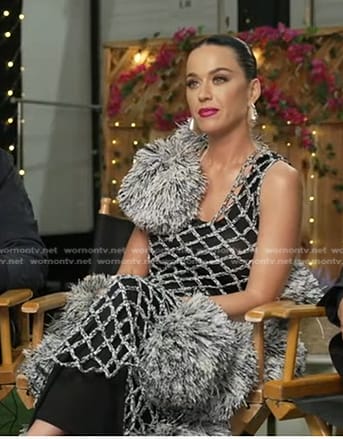 Katy Perry's black pom pom knit dress on Good Morning America