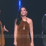 Katy Perry’s brown cutout velvet dress on American Idol