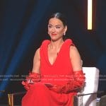 Katy Perry’s red v-neck dress on American Idol