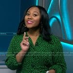 Kay Angrum’s green floral shirtdress on NBC News Daily