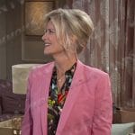 Kayla’s black floral blouse and pink blazer on Days of our Lives