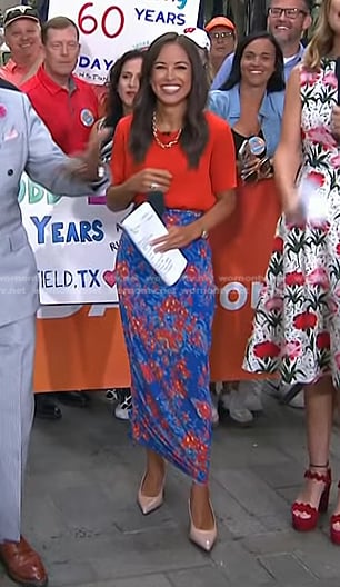 Kaylee's blue floral ruched skirt on Today