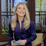 Kelly’s blue blouse and skirt on Live with Kelly and Mark