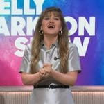 Kelly's gray short sleeve shirtdress on The Kelly Clarkson Show