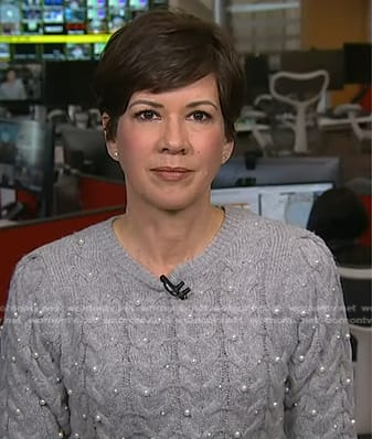 Kelly Cobiella’s grey pearl embellished sweater on Today