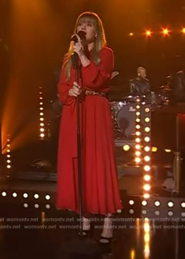 WornOnTV: Kelly’s red tie neck dress on The Kelly Clarkson Show | Kelly ...