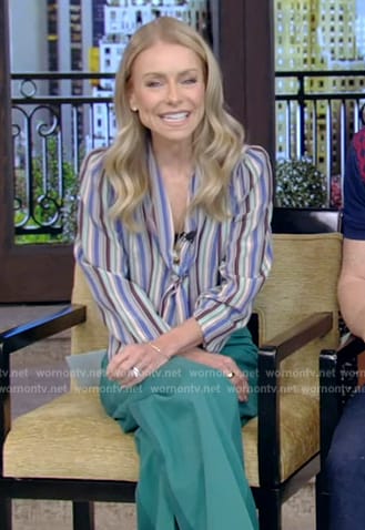 Kelly’s striped blouse on Live with Kelly and Mark