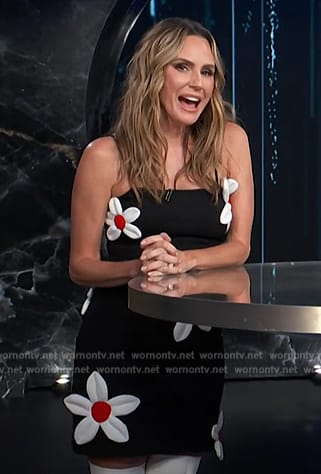 Keltie's black floral applique mini dress on E! News