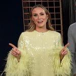 Keltie’s yellow sequin feather cuff dress on E! News