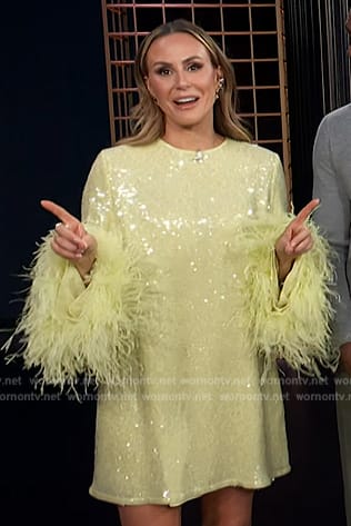 WornOnTV: Keltie’s yellow sequin feather cuff dress on E! News | Keltie ...