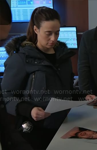 Kim’s blue padded jacket on Chicago PD