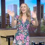 Kim Raver’s green floral print twist dress on Live with Kelly and Mark