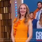 Kim Raver’s orange floral applique dress on Good Morning America