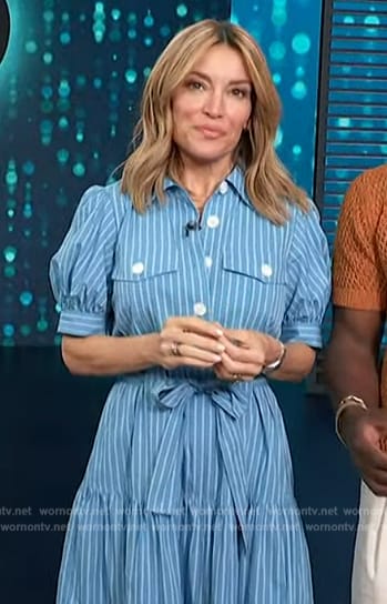 Kit’s blue striped shirtdress on Access Hollywood