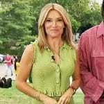 Kit’s green ribbed ruffle top and skirt on Access Hollywood