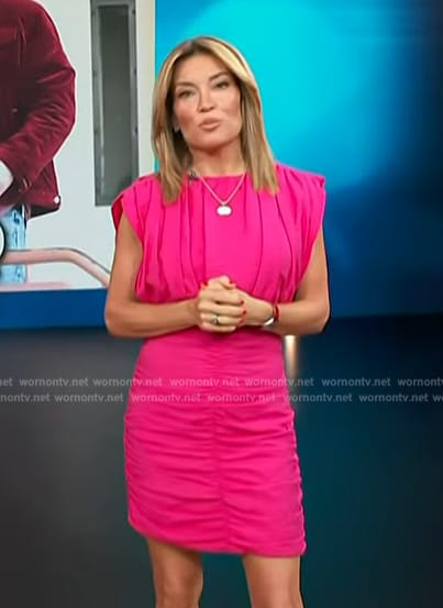 Kit’s pink ruched mini dress on Access Hollywood