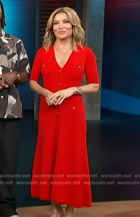 Kit’s red button front dress on Access Hollywood