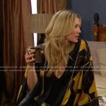 Kristen’s black and yellow ginkgo print robe on Days of our Lives