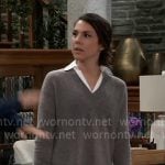 Kristina’s taupe layered v-neck sweater on General Hospital