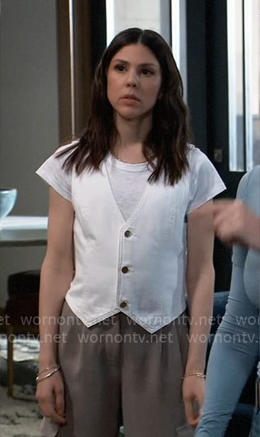 Kristina's white denim vest on General Hospital