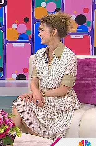 Kyra Sedgwick’s beige polka dot dress on Today