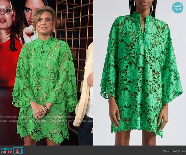 La Vie Style House Open Floral Lace Cover-Up Mini Caftan worn by Keltie Knight on E! News