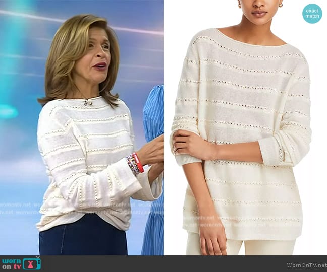 Lafayette 148 Cashmere Open-Knit Striped Sweater worn by Hoda Kotb on Today