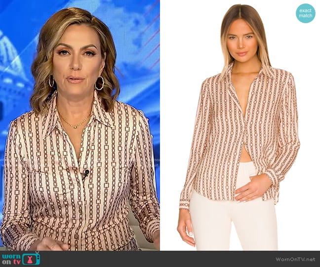 WornOnTV: Kyra Phillips’s beige chain print shirt on Good Morning ...