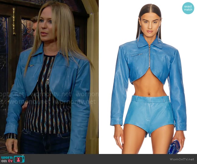 LaMarque Brielle Top in Faded Jean worn by Sharon Newman (Sharon Case) on The Young and the Restless