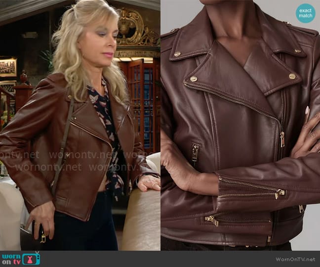 LaMarque Donna Gold Jacket in Chocolate worn by Ashley Abbott (Eileen Davidson) on The Young and the Restless