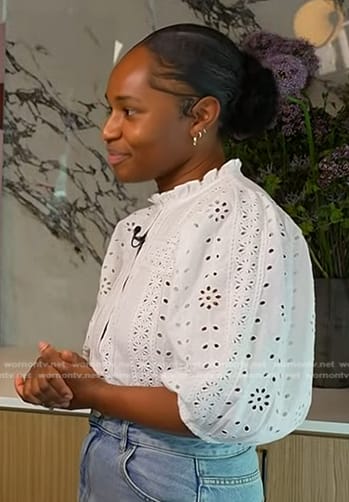 Lara Adekoya’s white eyelet blouse on Today